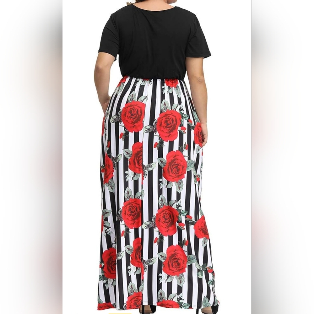 Plus Size Summer Boho Short Sleeve Casual Party/Beach Maxi Dress - Picture 3 of 6